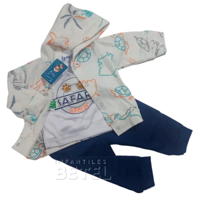 conjunto baby sueños niño, talla 4, safari, 7 a 10 meses