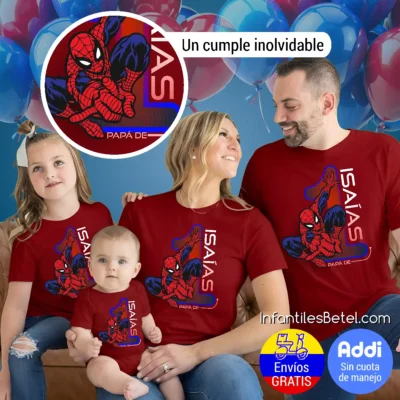 Camiseta cumpleaños de Spiderman rojas