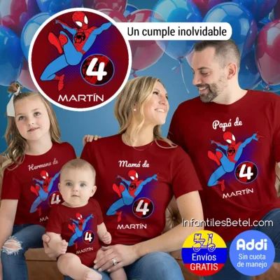 Camiseta cumpleaños de Spiderman rojas