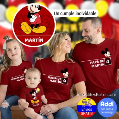 Camiseta cumpleaños de Mickey Roja