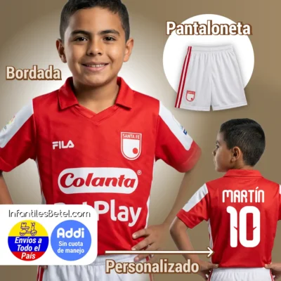 Uniforme Santa fe Roja Niños Personalizado