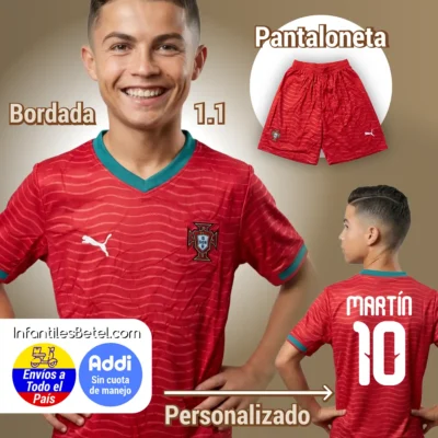 Uniforme Portugal Roja niños Importada Personalizada