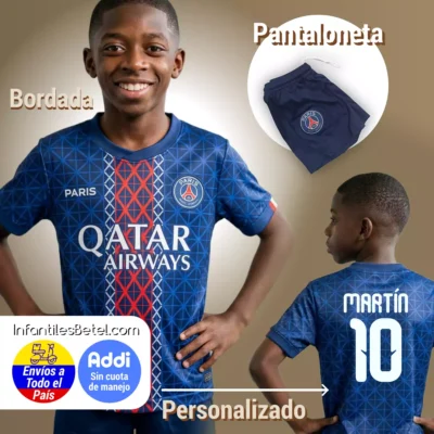 Uniforme PSG Paris Saint-Germain Azul Niños Personalizado